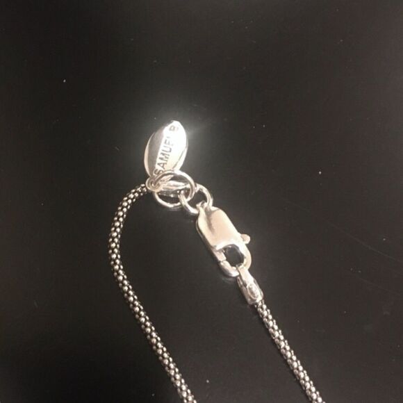 SAMUEL B Sterling Silver Popcorn Necklace Oxidized Caviar Chain 20” NWT - Picture 7 of 9